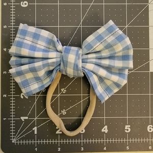 Blue and White Fabric Handmade Nylon Hairbow
